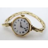 9ct gold watch : A Buren 15 jewel .