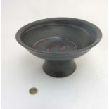 Scandinavian Pottery: A Retro tazza covered in a grey matte glaze with red/ pink swirls to centre