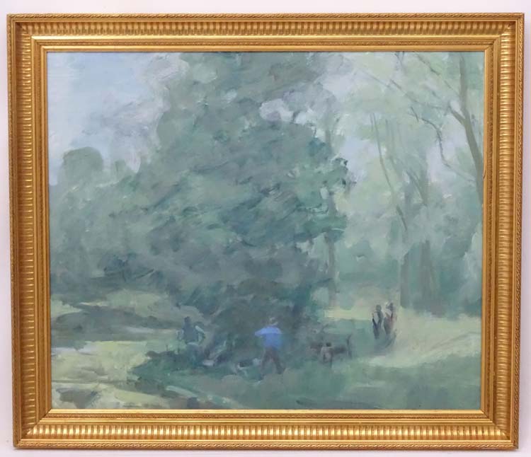 Manner of Sir Alfred Munnings XX,  Oil on board , sketch, The Otter Hunt.
