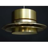 Vintage Retro: A Danish designed Pendant light / Lamp with brushed bronze livery,