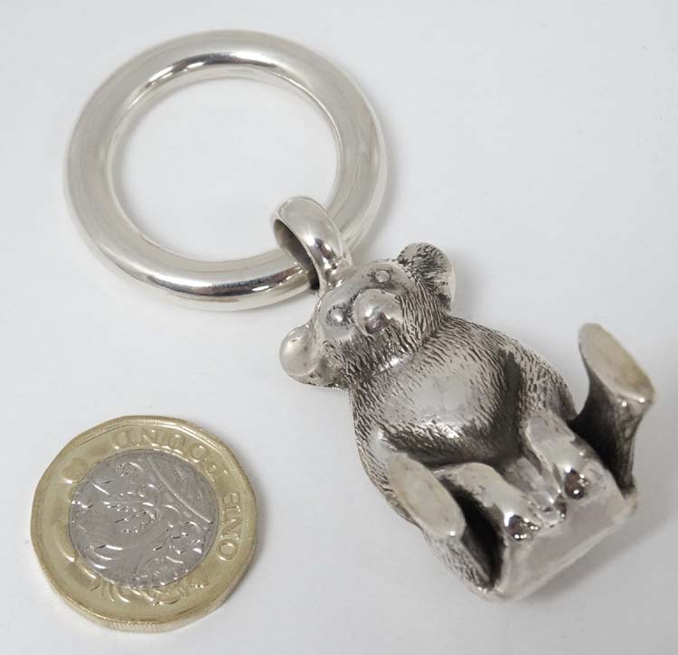 A 925 silver rattle / charm formed as a Teddy bear. - Image 4 of 6