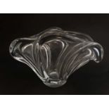 A Cristalleries de Vannes-Le-Chatel, France 'Wave' crystal centrepiece clear glass vase,