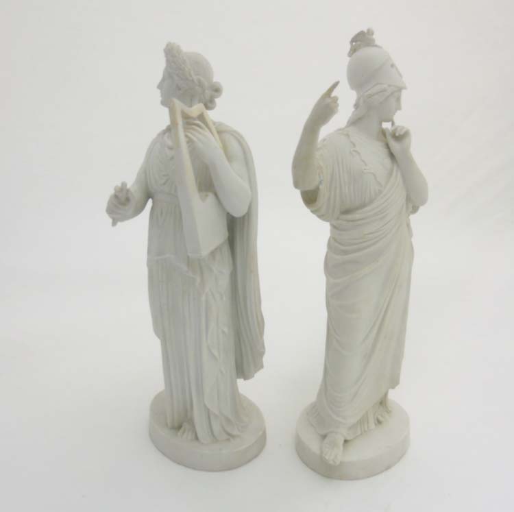 A pair of c1900 Royal Copenhagen 'Eneret' Bisque / Parian classical figures including the Ancient - Image 5 of 7