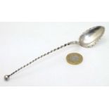 A Continental silver spoon with twist handle and leaf shaped bowl by Marius Hammer of Norway.