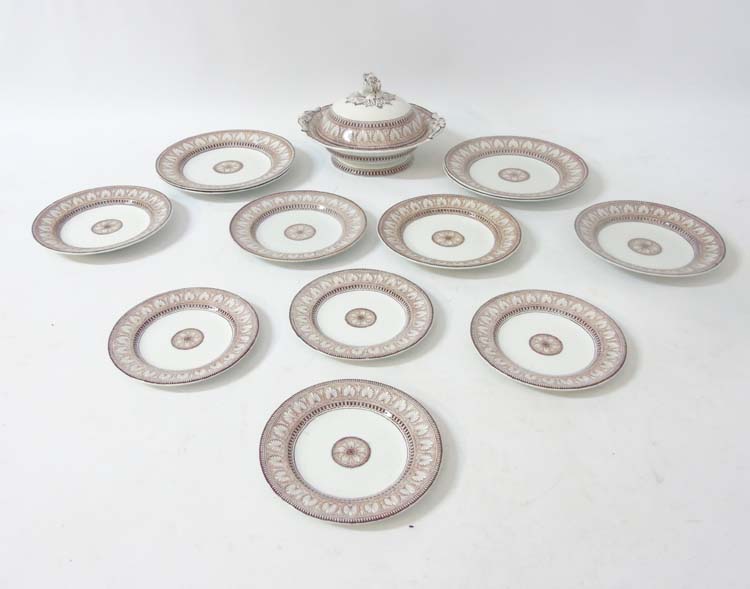 An early 20thC Copeland Spode transfer print part dinner-service including a semi domed shaped - Image 4 of 8