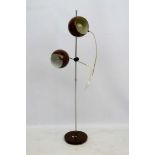 Vintage Retro : a Danish designed brown livery spherical aluminium twin lamp multi directional