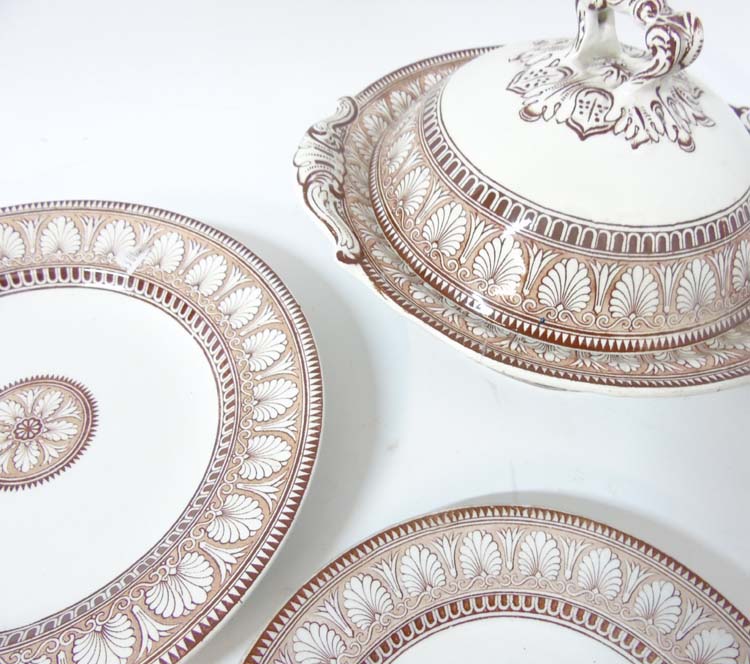 An early 20thC Copeland Spode transfer print part dinner-service including a semi domed shaped - Image 5 of 8