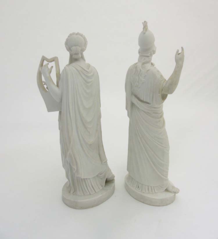 A pair of c1900 Royal Copenhagen 'Eneret' Bisque / Parian classical figures including the Ancient - Image 6 of 7