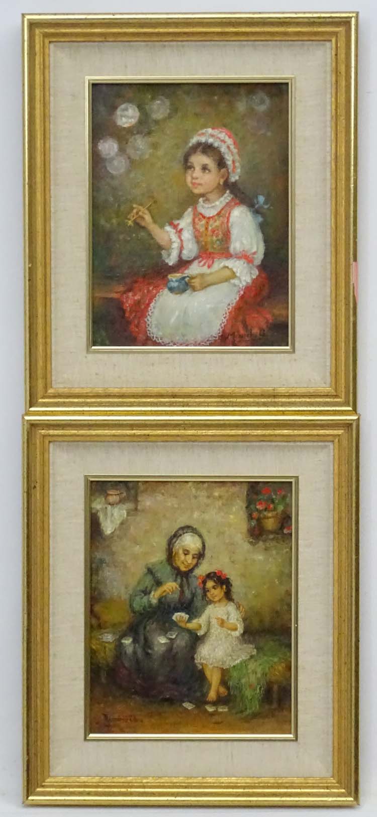 Anna Mezaros XX Hungary / England, Oil on board , a pair,