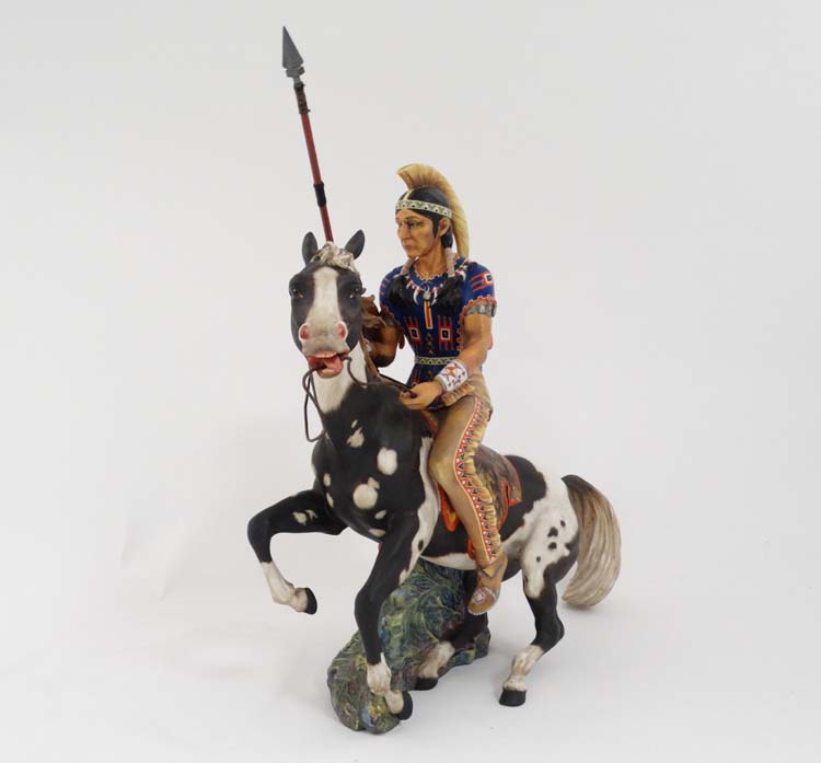 A 1967 Limited Edition Royal Doulton figure "Indian Brave" of a red Indian on a rearing horse with - Image 7 of 11