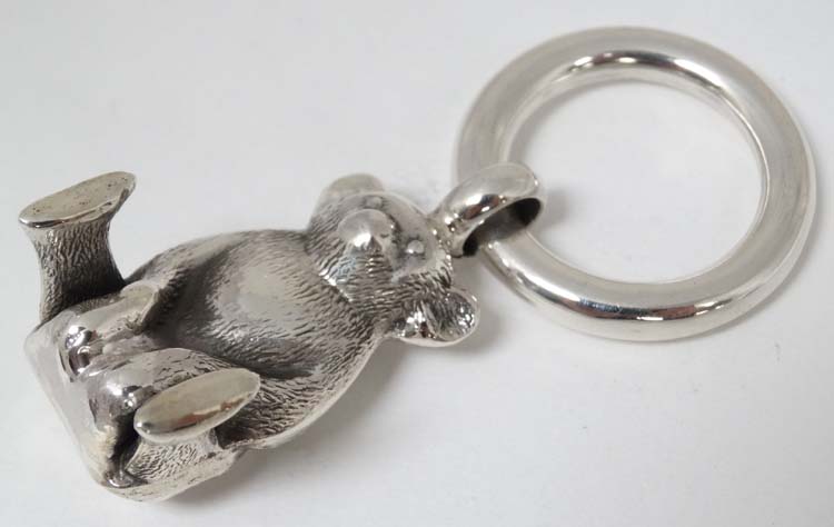 A 925 silver rattle / charm formed as a Teddy bear. - Image 5 of 6