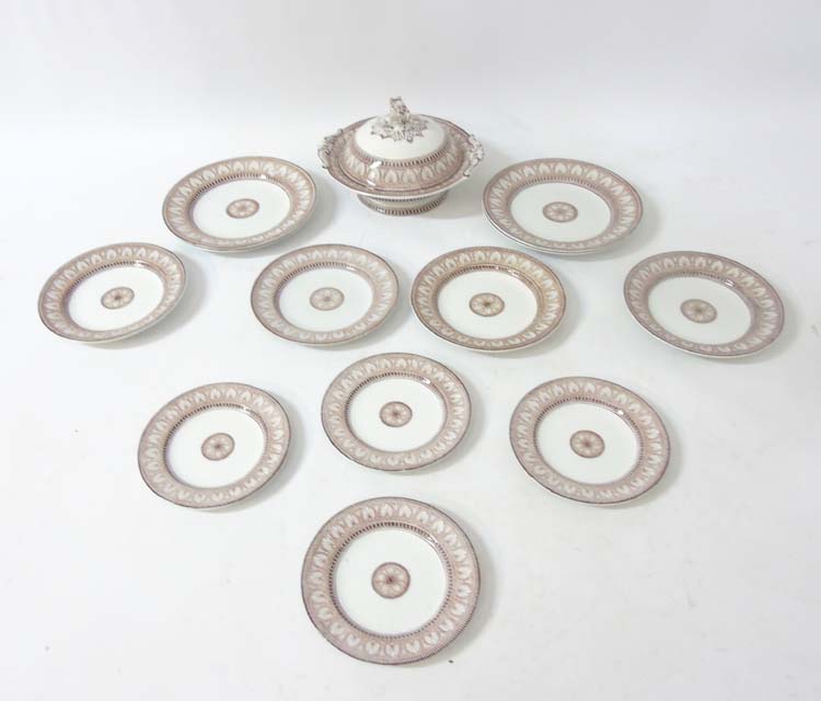 An early 20thC Copeland Spode transfer print part dinner-service including a semi domed shaped - Image 3 of 8