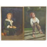 Early XX, Oil on canvas, a pair, After Millais, 'Bubbles' and 'child walking with a broom',