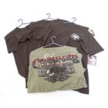 Four Duck Commander t-shirts, three brown (size S),