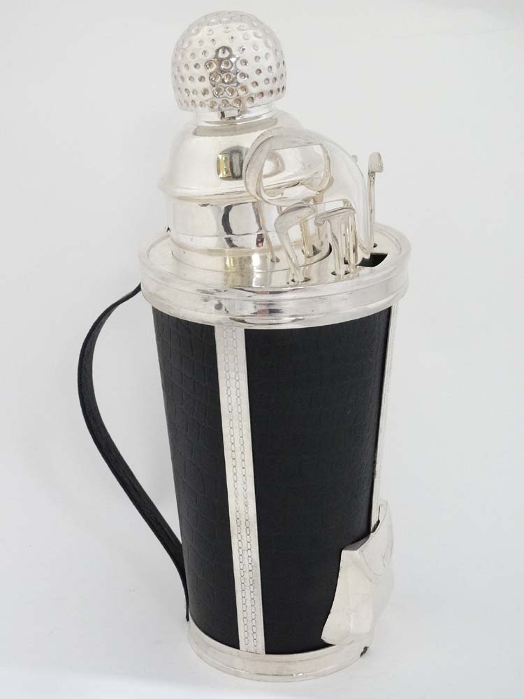 A late 20thC Novelty cocktail set formed as a golf bag containing four swizzle sticks formed as - Image 3 of 4