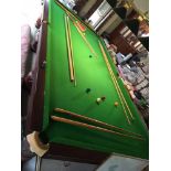Snooker Billiards: A c1970 full size slate bed, snooker table (12' x 6') having 8 legs,