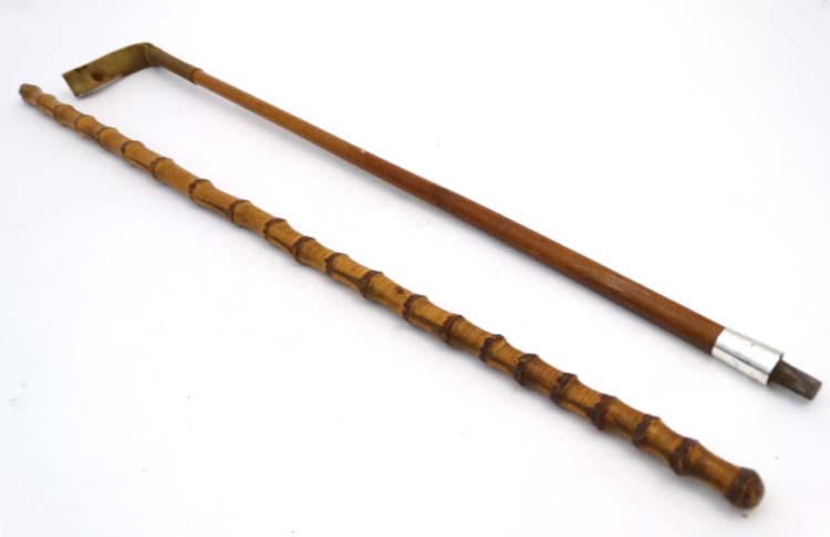 Equestrian: 5 various riding crops, sticks and whips to include a Malacca riding crop, - Image 8 of 9