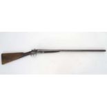Shotgun: The stock & action of a Victorian S R Jeffery 12 bore side by side hammergun,