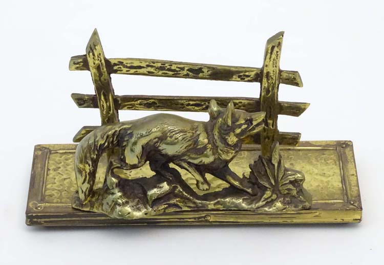 A novelty letter rack with brass fox and fence decoration. - Image 4 of 7