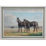 Horse: Derek Williams XX Equine School, Oil on board, Portrait of two brood mares,