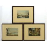 Shooting: After R Havell XIX, Hand coloured engravings x 3, 'Wild duck shooting,