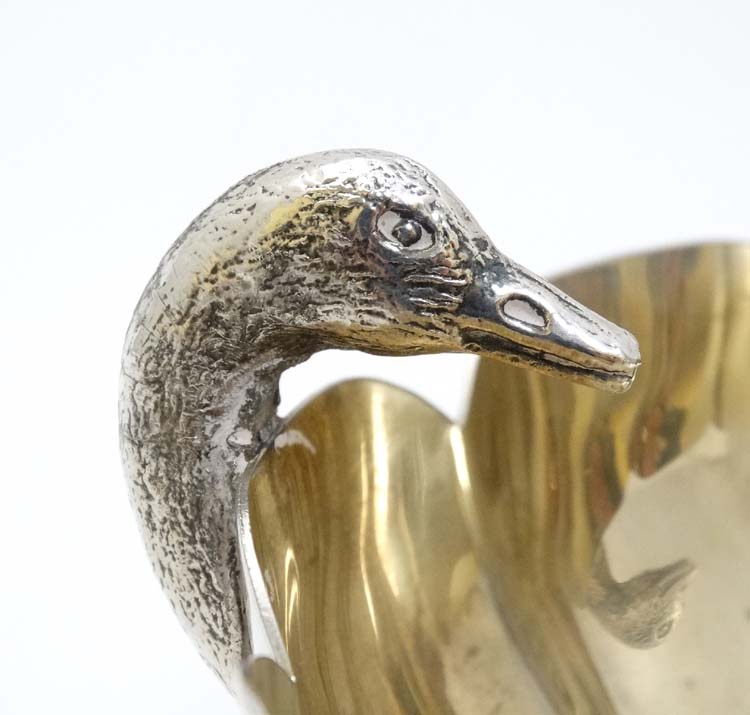 A Lambidis silver plate bowl having 3 ducks head decoration and gilded interior approx 6 1/4" - Image 4 of 5