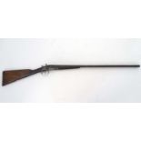 Shotgun: The stock & action of an early 20thC Isaac Hollis & Sons 12 bore side by side hammergun,