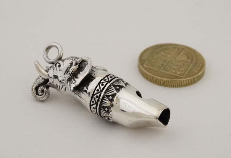 A novelty silver whistle with elephant head decoration. - Image 3 of 3