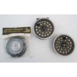 Salmon fishing: A Daiwa 812 4 1/4" salmon fly reel together with a spare spool and a quantity of