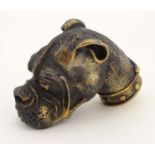 A brass novelty vesta formed as the head of a boxer dog.. 21stC .