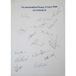 Cricket: A collection of autographs from the Gloucestershire County Cricket Club 1997 squad,