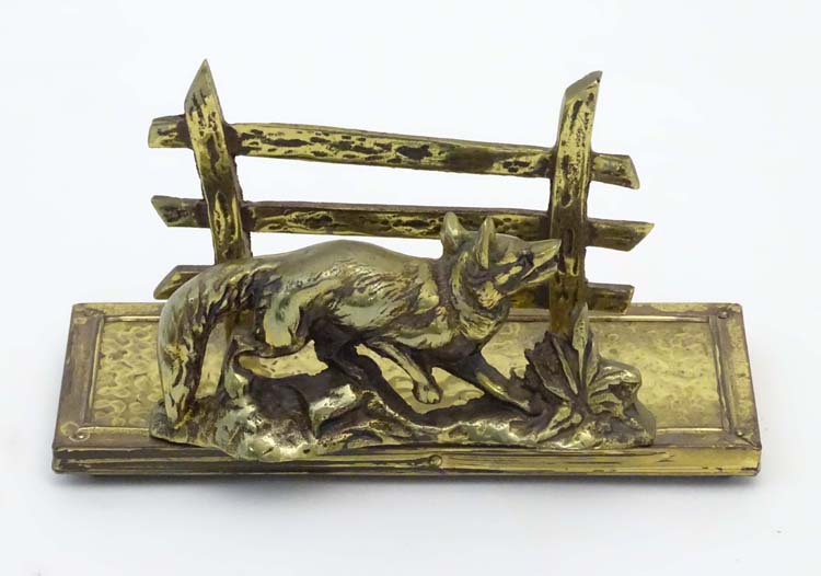 A novelty letter rack with brass fox and fence decoration. - Image 5 of 7