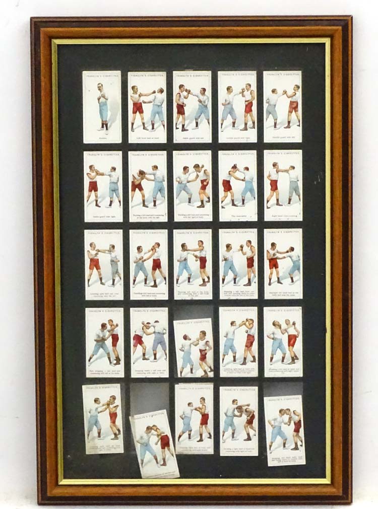 Boxing: 25 (full set) framed Franklin's Cigarette cards boxing techniques CONDITION: