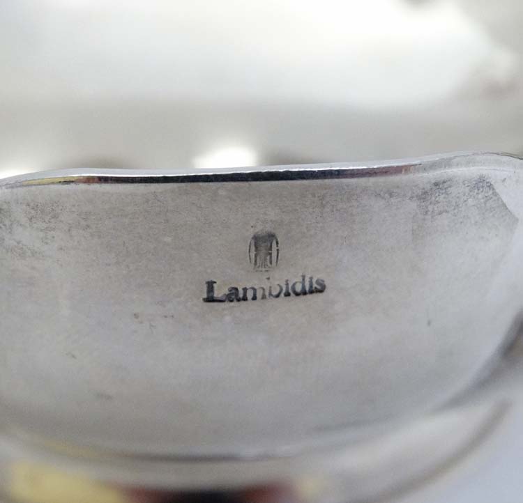 A Lambidis silver plate bowl having 3 ducks head decoration and gilded interior approx 6 1/4" - Image 5 of 5