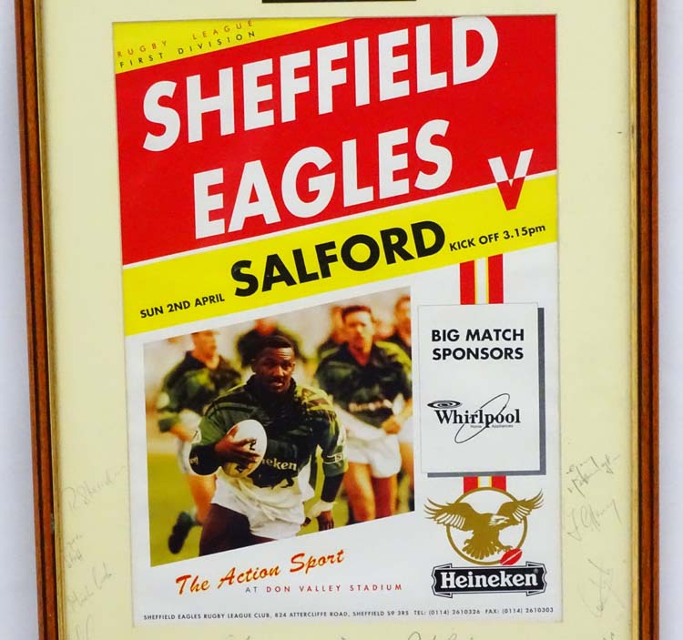 Rugby League: An autographed (15) poster for SHEFFIELD EAGLES v Salford, - Image 3 of 6