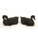 A pair of highly detailed composite garden models of domestic duck,