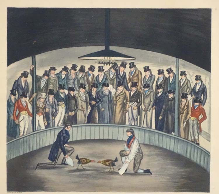 Cockfighting: After H Alken, Hand coloured Artist's Proof, 'Westminster Cock Pit in 1830', - Image 3 of 5