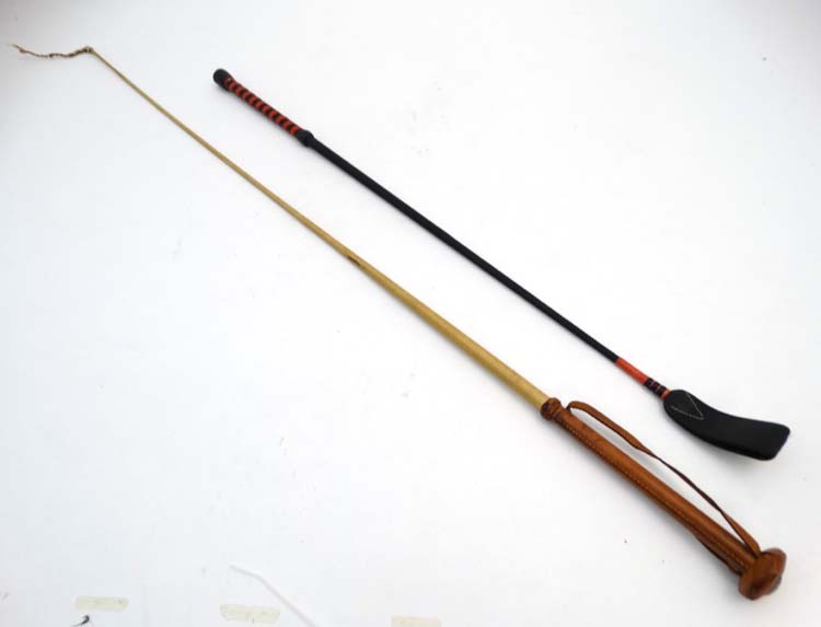 Equestrian: 5 various riding crops, sticks and whips to include a Malacca riding crop, - Image 9 of 9