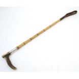 Riding / Hunting : A Victorian antler handled riding crop,