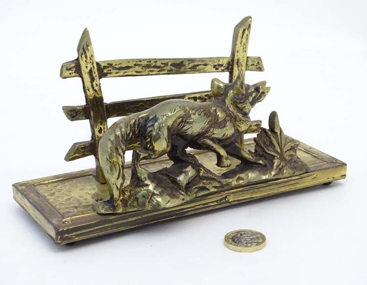 A novelty letter rack with brass fox and fence decoration. - Image 3 of 7