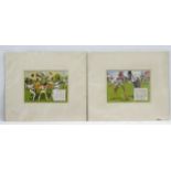 Cricket: After Charles Crombie - 1905, Chromolithographs x 2, Laws of Cricket series,