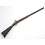 A Stanton flintlock muzzleloading single barrel smoothbore long gun, c1760,