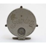 Fishing : A TJ Harrington & Sons of Walton on Thames reel 3 1/2" " The Gemina " Centre pin