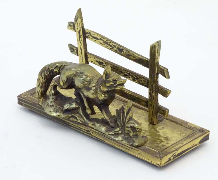 A novelty letter rack with brass fox and fence decoration. - Image 6 of 7