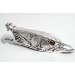 A silver plate desk top letter / paper clip formed as a pike fish 6" long CONDITION:
