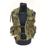 A Cammo fishing /hunting / photo waistcoat; multi pouches and pockets; mesh back and rucksack,