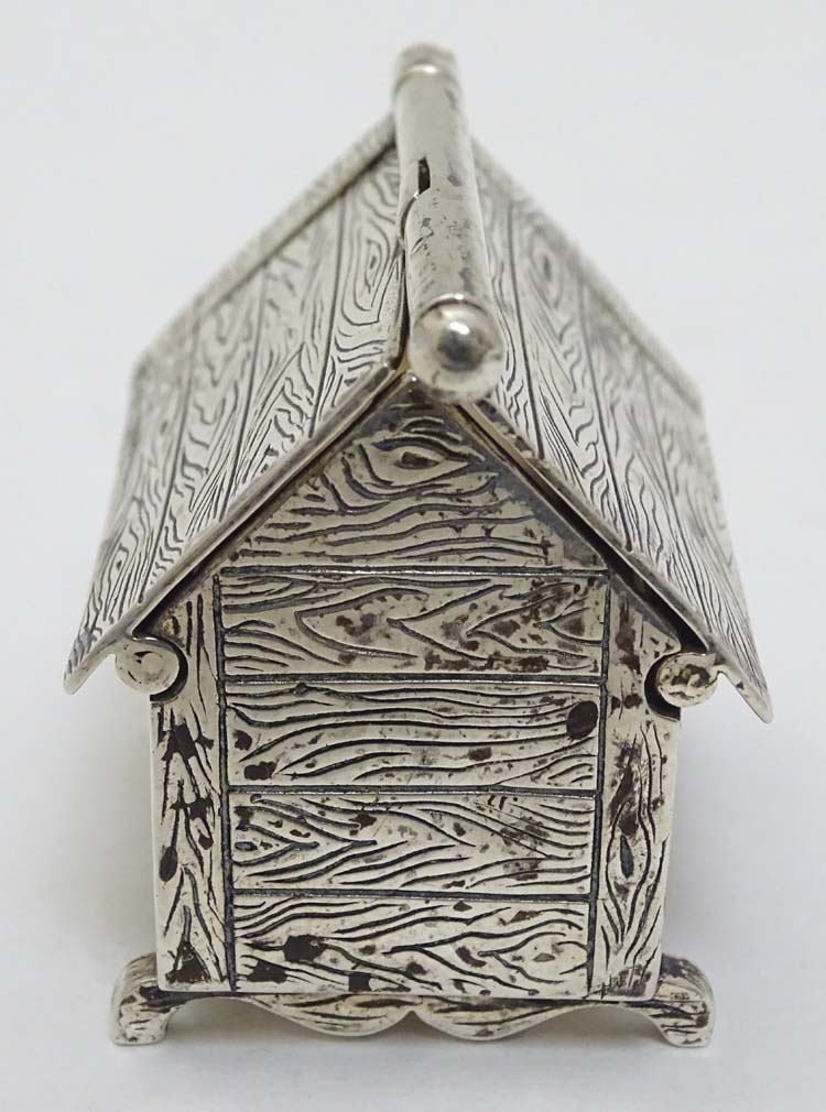 A novelty silver vesta case formed as a dog kennel / dog house with sprung action to roof, - Image 5 of 8