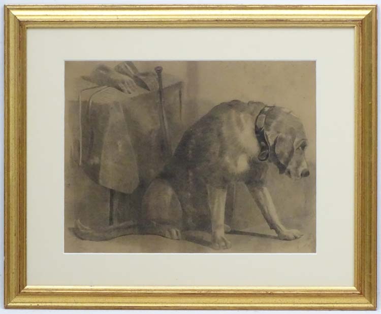 William James Ward 1779, Pencil, ' Xmas 79 ' , a Foxhound dog ,