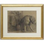 William James Ward 1779, Pencil, ' Xmas 79 ' , a Foxhound dog ,