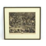 Cock fighting: After Willm Hogarth 1759, Monochrome engraving, 'Royal Sport,